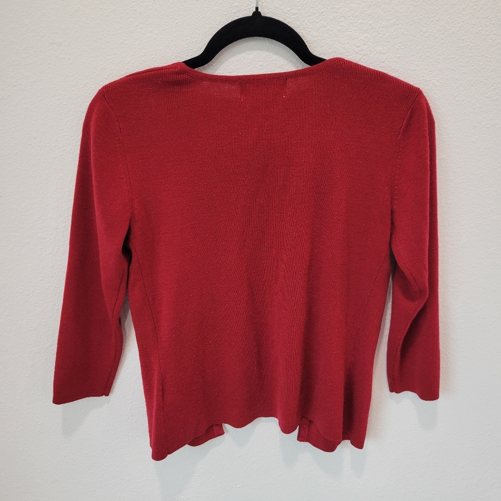 Kathy Ireland Red 3/4 Sleeve Button Up Cardigan Women’s S - Picture 4 of 4